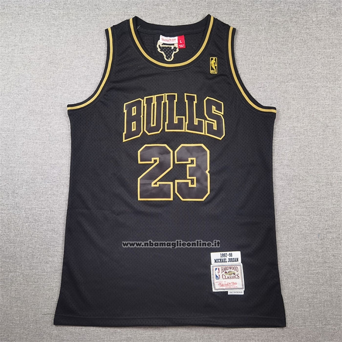 Maglia Chicago Bulls Michael Jordan #23 Mitchell & Ness 1997-98 Or Nero